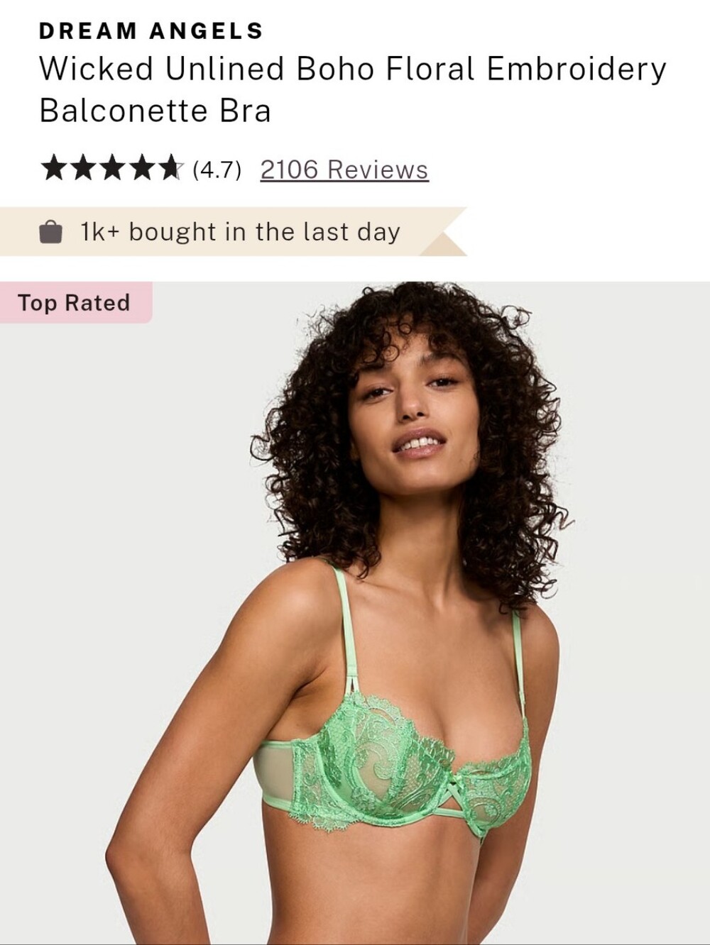 Victoria's Secret Dream Angels Wicked Boho Floral Embroidery Balconette Bra 32D